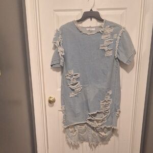 Distressed Denim Tunic Dress